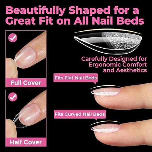 UNA GELLA Extra Short Almond Nail Tips, 15 Sizes Pre-Shaped Full Cover | 300Pcs Flexible Soft Gel Clear XS Almond Tips for DIY Press on Nails, for Daily Wear, Art Design & Salon Use thumbnail 5