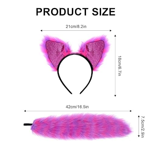 Pistha Faux Fur Cat Wolf Fox Costume Accessories Ear Headband Gloves Wolf Fox Tail Set for Adults Halloween Xmas Cosplay Costume Accessory thumbnail 2