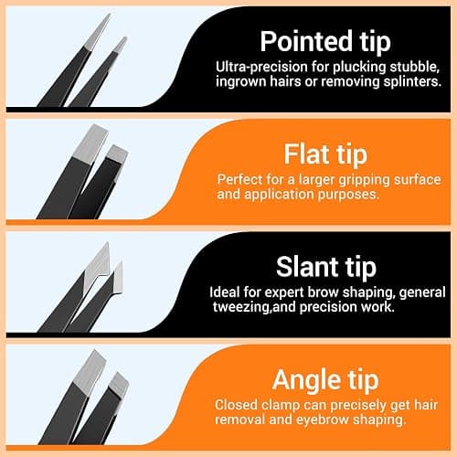 TsMADDTs Tweezers for Men, 8 in 1 Professional Eyebrow Tweezers Kit with Eyebrow Trimmer & Scissors, Razor, Brush, Skin Care Tools thumbnail 3