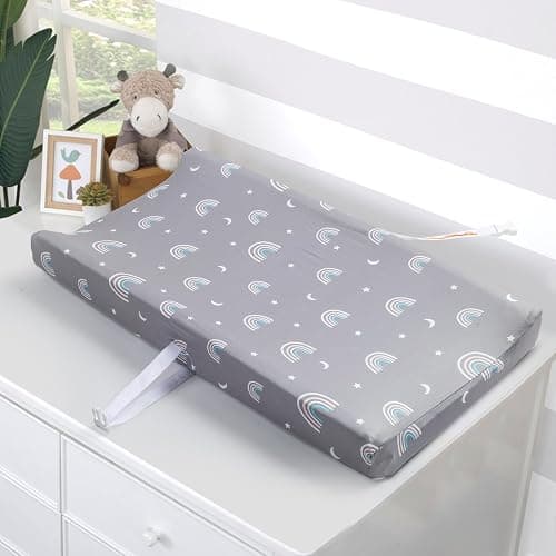 FHMJYH Changing Table Pad Cover Elastic Changing Pad Cover Premium Baby Changing Pad Cover 2 Pack for Boys Girls Soft and Comfortable (Rainbow and Dinosaur Park) - Rainbow and Dinosaur Park thumbnail 6