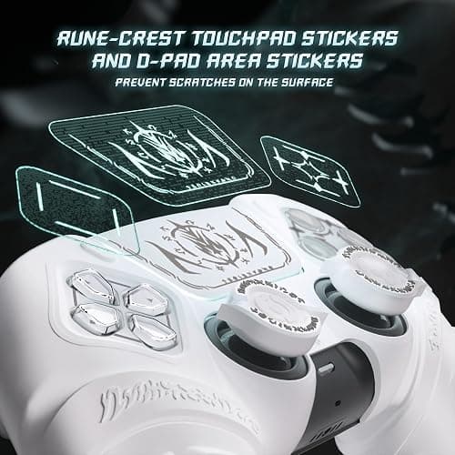 PlayVital Runes Edition Silicone Cover Skin for ps5 Controller with Thumb Grips & Touchpad Skin & D-pad Area Sticker, Anti-slip Controller Grip Cover Compatible with ps5 Charging Dock- White thumbnail 7