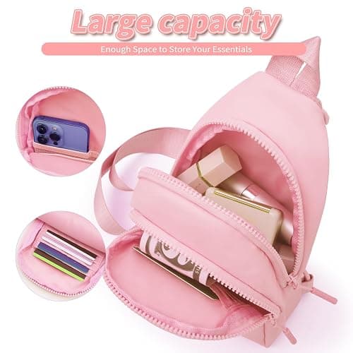Fystdtote Birthday Gift for 5 6 7 8 9 10 11 12 13 14 15 16 Year Old Girls Fanny Pack Crossbody Bags for Women,Cute Trendy Stuff - Peach,B thumbnail 3