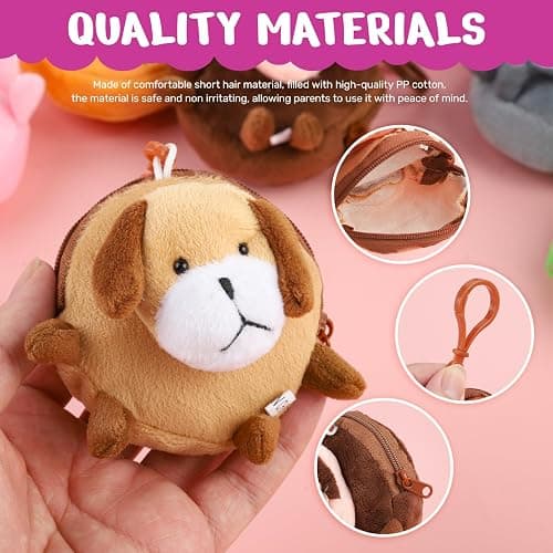 HNYYZL Mini Animals and Mini Fruit Stuffed Coin Bag, Kawaii Keychain Wallet Cartoon Animals Coin Purse for Kids Birthday Party Favors thumbnail 5