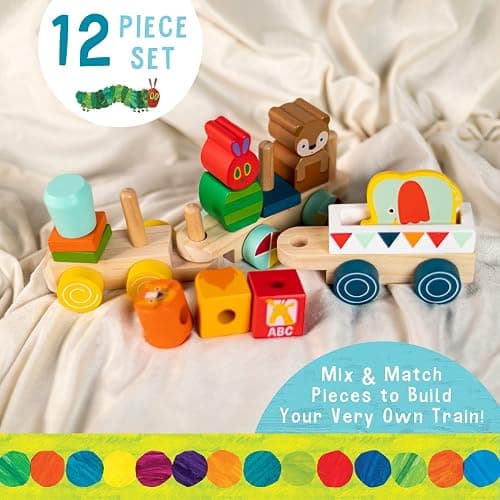 KIDS PREFERRED World of Eric Carle The Very Hungry Caterpillar Wooden Train Set, 12 Pieces thumbnail 3