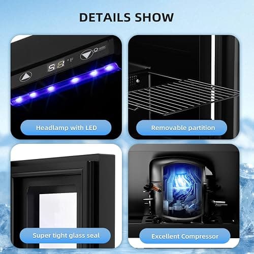 Antarctic Star 18L Beverage Refrigerator Cooler 24Can, Mini Fridge with Quiet Compressor, LED Light,Freestanding Small Fridge with Electronic Temperature Control for Home and Bar(40-61 ℉) thumbnail 6