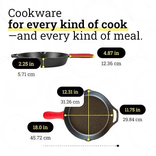 Lodge Seasoned Cast Iron Skillet - Quality Frying Pan for the Stove, Oven, Grill & Campfire - Includes Silicone Hot Handle Holder - Non-Toxic, Nonstick & Long-Lasting - 12 Inches thumbnail 7