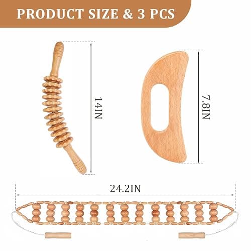 3PCS Wood Therapy Massage Tools, Lymphatic Drainage & Body Sculpting Wooden Massager, Maderoterapia Anti-Cellulite Tool for Deep Tissue Massage, Pain Relief & Muscle Recovery thumbnail 2