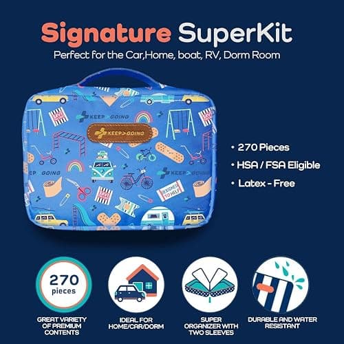 KeepGoing Large Home First Aid Kit for Kids – 270 Pc. for Car, Home, Dorm, & Boat with Latex-Free Bandages – 10 x 7 x 3.5 in. Travel First Aid Kit (Signature) thumbnail 3