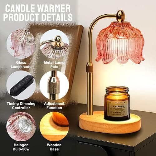 GEEZO Fragrance Candle Warmer Lamp，Electric Candle Warmer with Timer & Dimmer，Mom Christmas Birthday Gifts for Women, House Warming Gifts New Home Bedroom Decor thumbnail 3