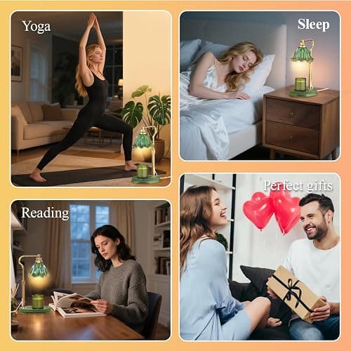 WYghyronic Candle Warmer Lamp with Adjustable Height - Flameless 4-Level Dimmable Wax Warmer, Timer Function & Stylish Design in Multiple Colors (Green) thumbnail 6