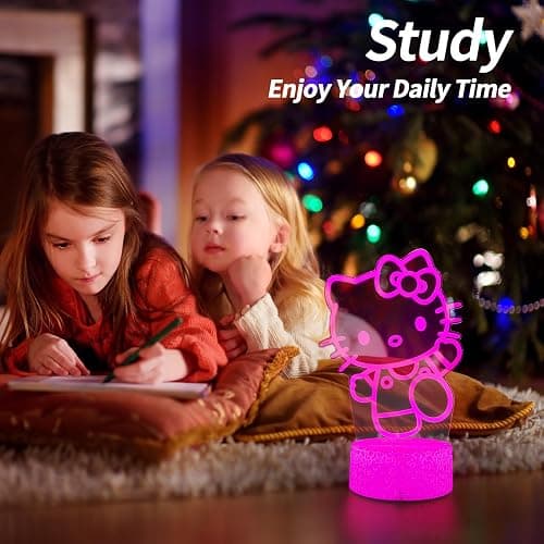 AIHYING Cat Night Light Cute Night Light - Anime Charater 16 Color Change Decor Kitty Lamp with Remote, Dim, Timer,Kids Gifts for Christmas Birthday,Nursery Baby thumbnail 4