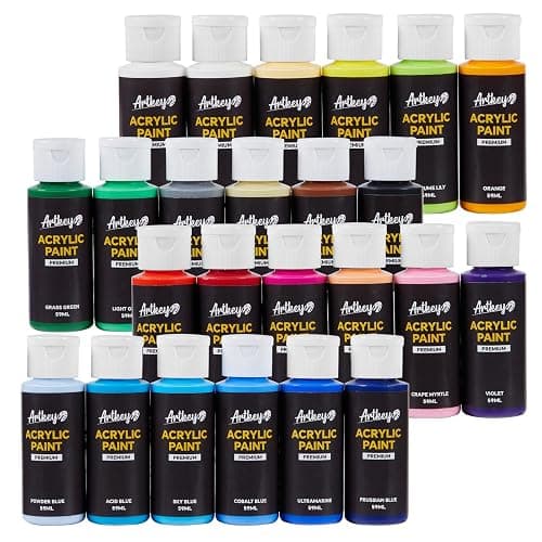 Artkey Acrylic Paint Set, 24 Colors 2 oz/59 ml Acrylic Paint Kit for Professional Artists & Beginners – Craft & Art Supplies for Canvas, Wood, Fabric, Rock, Leather, Ceramic, Glass, Easter Egg thumbnail 7