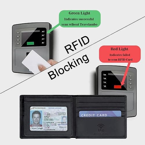 Travelambo Genuine Leather Wallet for Men with Gift Box - Handmade Bifold Stylish - Mens Wallets Rfid Blocking with 2 ID Windows thumbnail 4