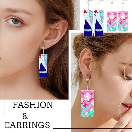 KAERUN 12 Pairs Women's Tanjiro Earrings Anime Demon Slayer Earrings Cosplay Fashion Double-sided Acrylic Alloy Resin Earring for Friends Mother and Daughter Halloween Christmas Birthday Jewelry Gifts thumbnail 4