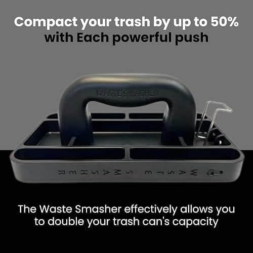 Waste Smasher - Manual Trash Compactor Tool - Hand-Held Garbage Press with Built-in Hook - for Kitchen Waste Bin - Space Saving Design - No Batteries Required - Freestanding - Black thumbnail 12