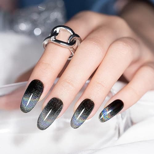 RARJSM Cat Eye Gel Nail Polish, Galaxy Chameleon Magnetic Gelpolish Black Holographic Glitter Gel Soak Off UV LED DIY Manicure Art for Salon Designs and Home DIY 7.5ML/0.26fl oz thumbnail 8