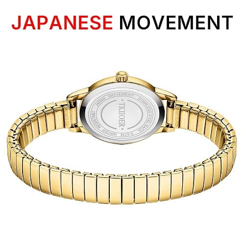 TKIIOER Small Gold Watches for Women, Easy to Read Ladies Analog Watch, 30M Waterproof, Luminous Dial, Stainless Steel Stretch Expansion Strap thumbnail 6