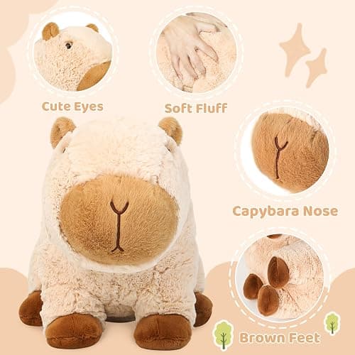 Riuhot Cute Capybara Plush Pillows Kawaii Soft Capybara Stuffed Animals Capybara Plushie Birthday for Kids(9in) thumbnail 6