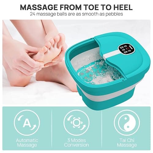 HOSPAN Collapsible Foot Spa Electric Rotary Massage, Foot Bath with Heat, Bubble, Remote, and 24 Motorized Shiatsu Massage Balls. Pedicure Foot Spa for Feet Stress Relief thumbnail 3