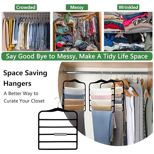 Closet Organizers and Storage,3 Pack Organization and Storage Pants-Hangers-Space-Saving,Velvet Hanger for Dorm Room for College Students Girls Boys Guys Hanging Jean Scarf thumbnail 7