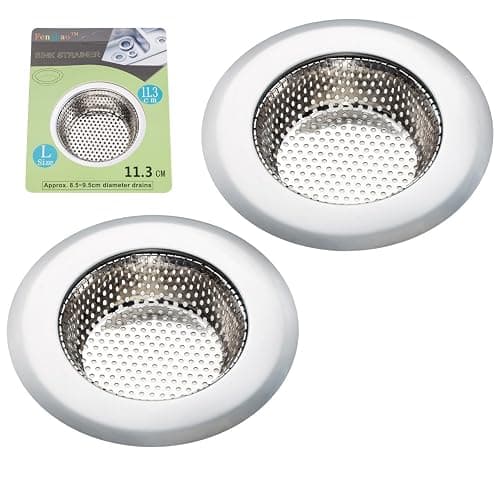 Fengbao 2PCS Kitchen Sink Strainer - Stainless Steel, Large Wide Rim 4.5" Diameter - Image 1