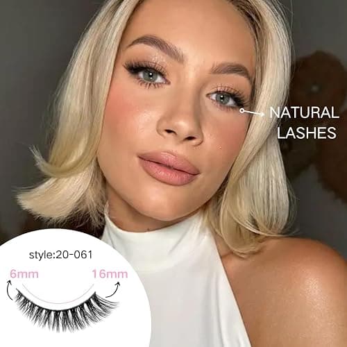 Azenlo False Eyelashes 20 Pairs Wispy Lashes Faux Mink Lashes 14mm 3D Fluffy Cat Eye Lashes （style 20-061) thumbnail 2