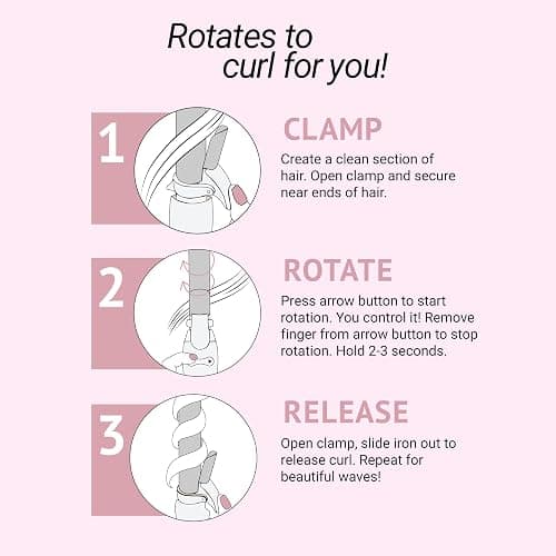 The Beachwaver Co. B1 Rotating Curling Iron - Automatic 1" Ceramic Curling Iron - Easy-to-Use Spinning Wand for Long-Lasting Waves, Auto-Shut Off, Travel-Friendly, Dual Voltage (BW160), Midnight Rose thumbnail 2