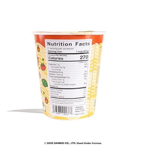 Hello Kitty Instant Ramen Noodle Cup | 6 Pack | Hot and Sour Flavor | Premium Microwaveable Ramen Soup Mix, Asian Snacks thumbnail 3