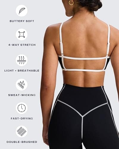 Aoxjox Women's Color Block Workout Sports Bras Fitness Lexi Lined Strappy Bra Athletic Yoga Crop Tank thumbnail 6