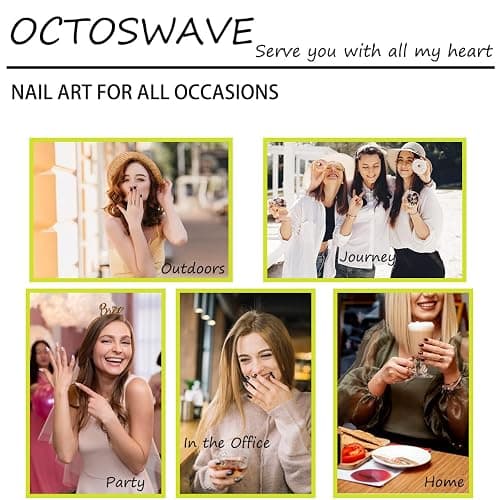 Octoswave Long Square Press on Nails Sweet Y2K Fake Nail for Women 24Pcs | French Tip False Nails Polka Dots Stick on Nail for Girls, Party thumbnail 8