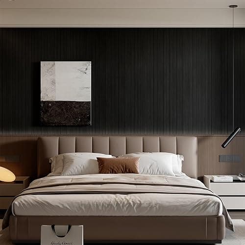 YU LI 3DH Peel and Stick PVC Slat Wall Panel 236"x15.75" Self-Adhesive Thick Faux Black Wood Grain Wallpaper Panel 3D Soundproof Wall Panels for Walls & Ceilings thumbnail 4