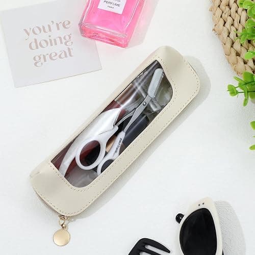 TAHULIK Clear Makeup Bag, Portable Double Sided Clear Toiletry Bag, Traveling, Compact Car Bags, Make Up Organizer, Makeup Brush Bags, Small Make Up Organizer(White) thumbnail 6