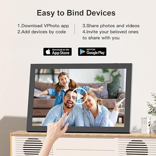 10.1" Digital-Picture-Frame Smart WiFi-Photo-Frame - IPS Touch Screen Digital Photo Frame, 32GB Slideshow, Auto-Rotate, Load Photo Video from Phone via App Email, Free Cloud Storage, Gift for Mom Dad thumbnail 4