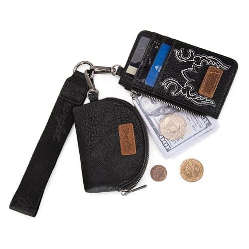Montana WestxWrangler KeyChain Wristlet Wallets for Women Western Dual Pouch Wristlet Embroidered Boot Scroll Card Holder Wallet With Zipper thumbnail 4