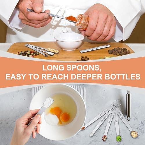 Measuring Cups and Spoons Set of 20, 7 Stainless Steel Nesting Measuring Cups & 7 Spoons, 1 + Leveler & 5 Mini Measuring Spoons for Cooking & Baking thumbnail 5