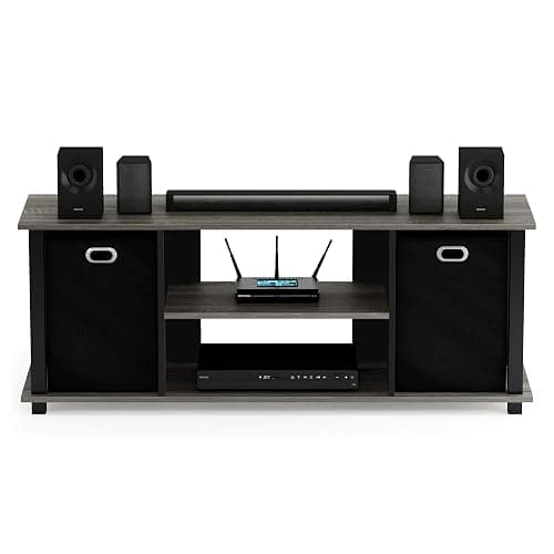 FURINNO Econ Entertainment Center, French Oak Grey/Black/Black thumbnail 4