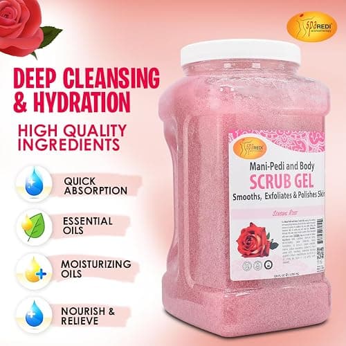 SPA REDI – Sensual Rose Pumice Scrub Gel, Exfoliating, Hydrating & Nourishing, Infused with Hyaluronic Acid, Amino Acids, Panthenol and Comfrey Extract for Glowy Smooth Skin – 128oz Gallon thumbnail 5