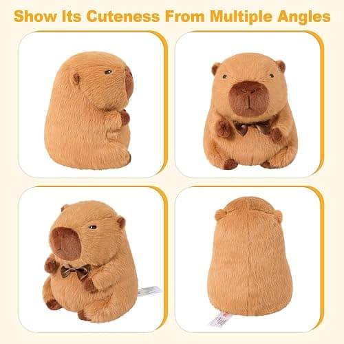 Ditucu Original Capybara Microwavable Weighted Stuffed Animal 2 Lbs Heated Capibara Plush for Warmth Comfort Period Cramps Pain Plushies Toys Gifts for Kids Dark Brown 9 inch thumbnail 7