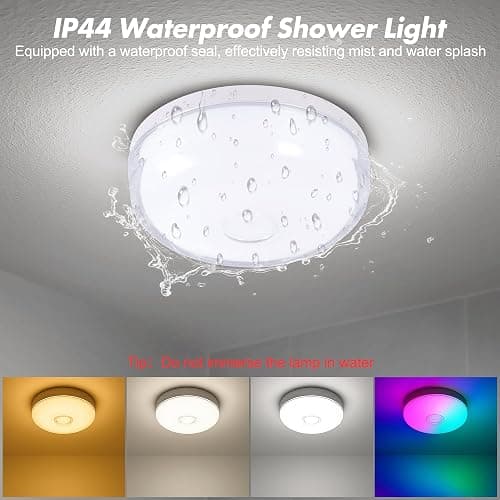 2-Pack Rechargeable Shower Light No Wiring, 15 RGBW Color Changeable Waterproof Lights for Shower with Remote(Dimmable＆Timer), LED Light for Inside Shower, Wireless Mood Lighting for Bathroom, White thumbnail 9