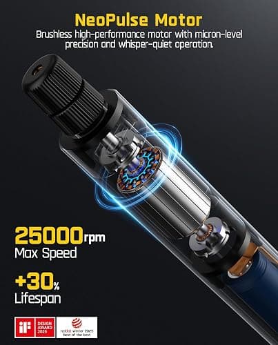 Fanttik F2 Master Mini Cordless Rotary Tool Kit, NeoPulse Motor, 5 Speed, 25000 RPM, Revostor Hub, 35 Accessories, Engraving Pen, for 3D Printer Sanding, Polishing, Drilling, Carving, DIY Crafts - Red thumbnail 4