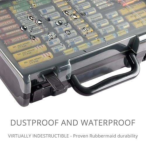 Aptbyte Battery Organizer Storage Holder Box Case with Tester- 269 Batteries Double-Sided Variety Pack, Holds AA AAA 4A C D Cell 9V 3V Lithium LR44 CR2 CR123 CR1632 18650 Button- Grey thumbnail 7