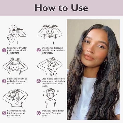 Overnight Hair Curlers Heatless Curls - 6 Pcs No Heat Blowout Curling Rods to Sleep In with Satin Hair Scarf thumbnail 3