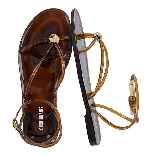 CUSHIONAIRE Vita Jelly Sandals for Women, Casual Lightweight Womens Strappy Sandals with Adjustable Buckle Strap and Gold Hardware Accent - Image 1