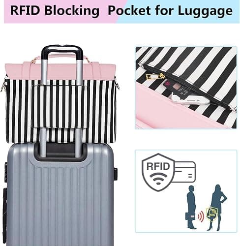 MATEIN Laptop Bag for Women, 17 inch Cute Computer Briefcase Laptop Carrying Case, Lightweight Messenger Sleeves Shoulder Work Tote Bag with Bow & RFID Pocket Gifts for College Office Business, Pink thumbnail 8