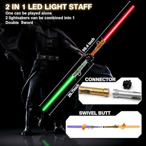 Kogibe Light Up Saber for Kids, LED Light Swords Set with 25 Color Changing Electronic Lights &FX Sound for Galaxy War Fighter Warriors, Dress Up Parties (with Belt Clip) thumbnail 3