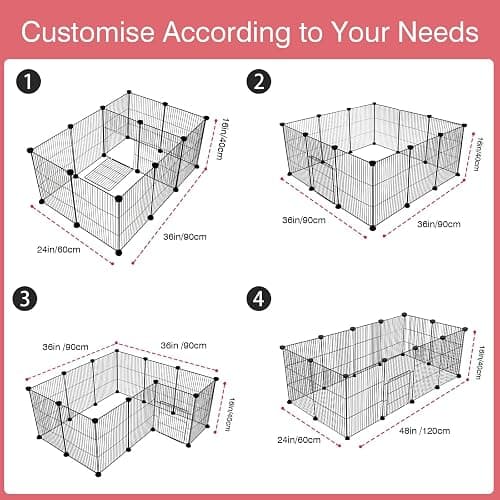 VISCOO 12 Panels Small Animal Playpen, 48" x 24" x 16" Pet Playpen with Waterproof Mat, C&C Cage for Guinea Pigs, Puppy Play Pen, Bunny Playpen, Indoor Outdoor Portable Metal Wire Yard Fence thumbnail 7