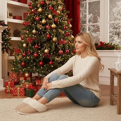 Donpapa Womens Slipper with Memory Foam Fluffy Soft Warm Slip On House Slippers Anti-Skid Cozy Plush for Indoor Outdoor thumbnail 2