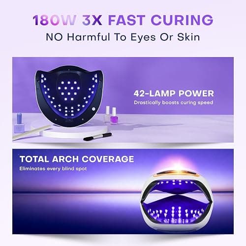 UV LED Nail Lamp, Gugusure Upgrade 180W Nail Dryer for Gel Polish with LCD Display, Auto Sensor and 4 Timer Settings, Professional Curing Lamp Light with 42 Beads for Salon and Home thumbnail 6