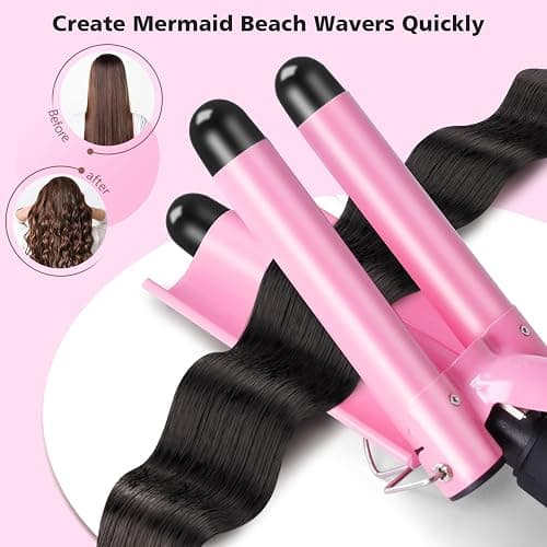 Arricciacapelli 3 Tubi - LAYADO Piastra Onde per Capelli 25mm per Acconciature Effetto Riccio e Ondulati Temperatura Regolabile Ondulata Ferro Arricciacapelli Professionale Ceramica thumbnail 4