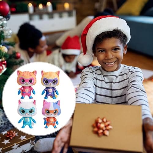 YXCTZKVX Super Cat Plush Toy – Set of 4 Soft Stuffed Animals – Sparks, Buddy, Ginny, Bitsy – Adorable Kitties Gift Set for Children(8Inch) thumbnail 6
